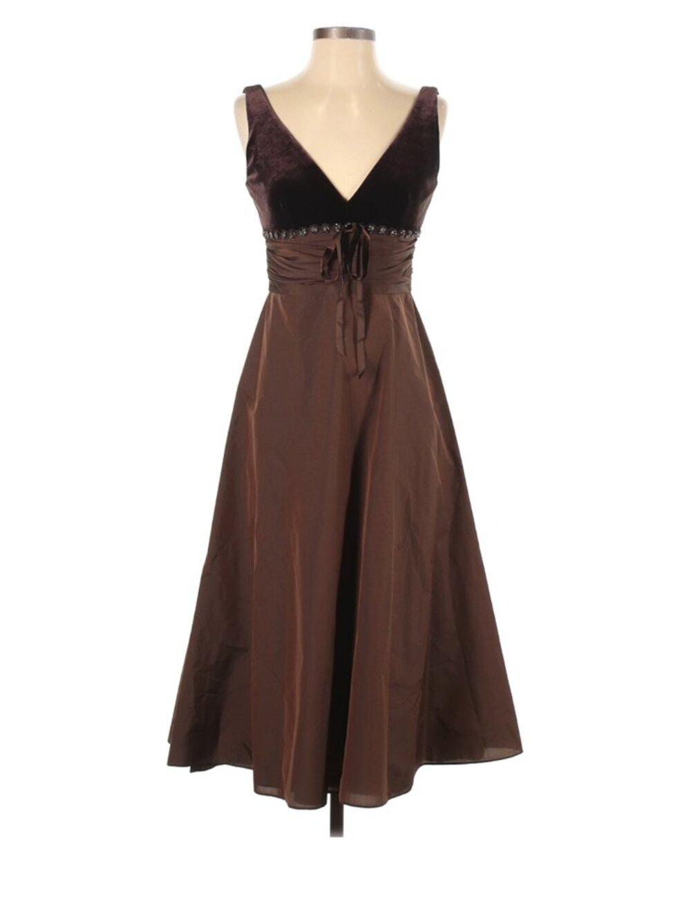 David Meister Fit-and-Flare Brown Velvet Cocktail Dress